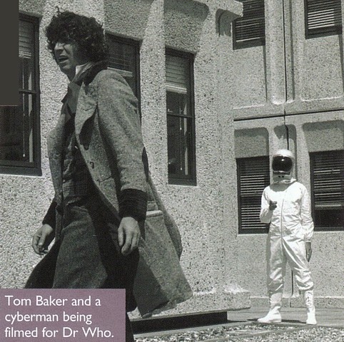 Tom Baker as Doctor Who at the NRPB with a Kraal android