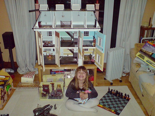 Christmas Day with the Doll's House made by Grandad Meeson